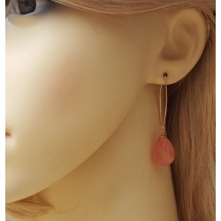 Rosé vergulde oorbellen met cherry quartz briolet