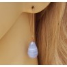 Rosé vergulde oorbellen met blauw Lace Agaat briolet
