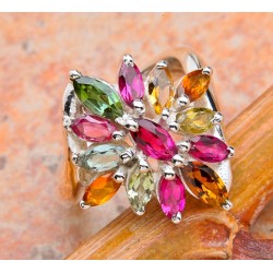 Zilveren edelsteen ring met Toermalijn maat 16.5 mm