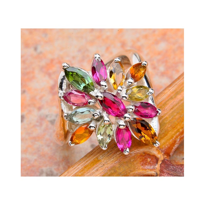 Zilveren edelsteen ring met Toermalijn maat 16.5 mm