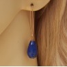 Rosé vergulde oorbellen met Lapis Lazuli briolet