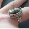 Zilveren ring Chiastoliet (Kruissteen) bewerkte setting maat 19