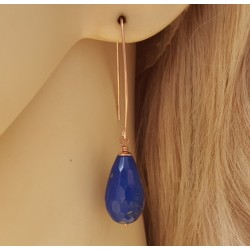Rosé vergulde oorbellen met Lapis Lazuli briolet