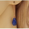 Rosé vergulde oorbellen met Lapis Lazuli briolet