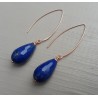 Rosé vergulde oorbellen met Lapis Lazuli briolet