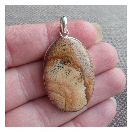 Zilveren hanger gezet met ovale Landschap Jaspis