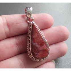 Zilveren hanger Laguna Lace Agaat gezet in bewerkte setting
