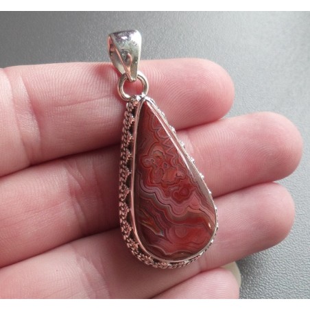 Zilveren hanger Laguna Lace Agaat gezet in bewerkte setting