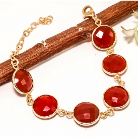Vergulde armband met Carneool