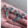 Zilveren lange libellen oorbellen gezet met blauw Chalcedoon