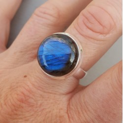 Zilveren ring gezet met ronde Labradoriet 19 mm