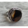 Zilveren ring ronde Montana Agaat in bewerkte setting 17.5 mm