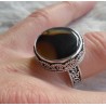 Zilveren ring ronde Montana Agaat in bewerkte setting 17.5 mm