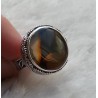 Zilveren ring ronde Montana Agaat in bewerkte setting 17.5 mm