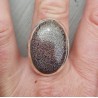 Zilveren ring gezet met brede ovale Dinosaurus been 18 mm