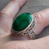 Zilveren ring met Emerald gezet in bewerkte setting 17.3 mm
