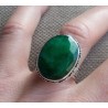 Zilveren ring met Emerald gezet in bewerkte setting 17.3 mm