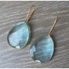 Vergulde zilveren bezel oorbellen met blauwe kwarts
