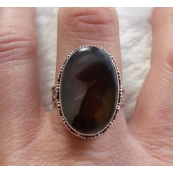 Zilveren ring ovale Montana Agaat bewerkte setting 19 mm