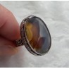 Zilveren ring ovale Montana Agaat bewerkte setting 19 mm