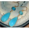 Vergulde zilveren oorbellen gezet met facet blauw Chalcedoon