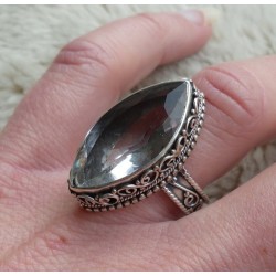 Zilveren ring gezet met marquise wit Topaas bewerkte setting 18