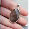 Zilveren hanger ovale cabochon geslepen Toermalijnkwarts