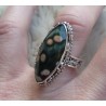 Zilveren ring marquise Oceaan Jaspis in bewerkte setting 18 mm