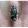 Zilveren ring marquise Oceaan Jaspis in bewerkte setting 18 mm