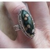 Zilveren ring marquise Oceaan Jaspis in bewerkte setting 18 mm