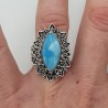Zilveren ring met marquise Larimar in bewerkte setting 18 mm