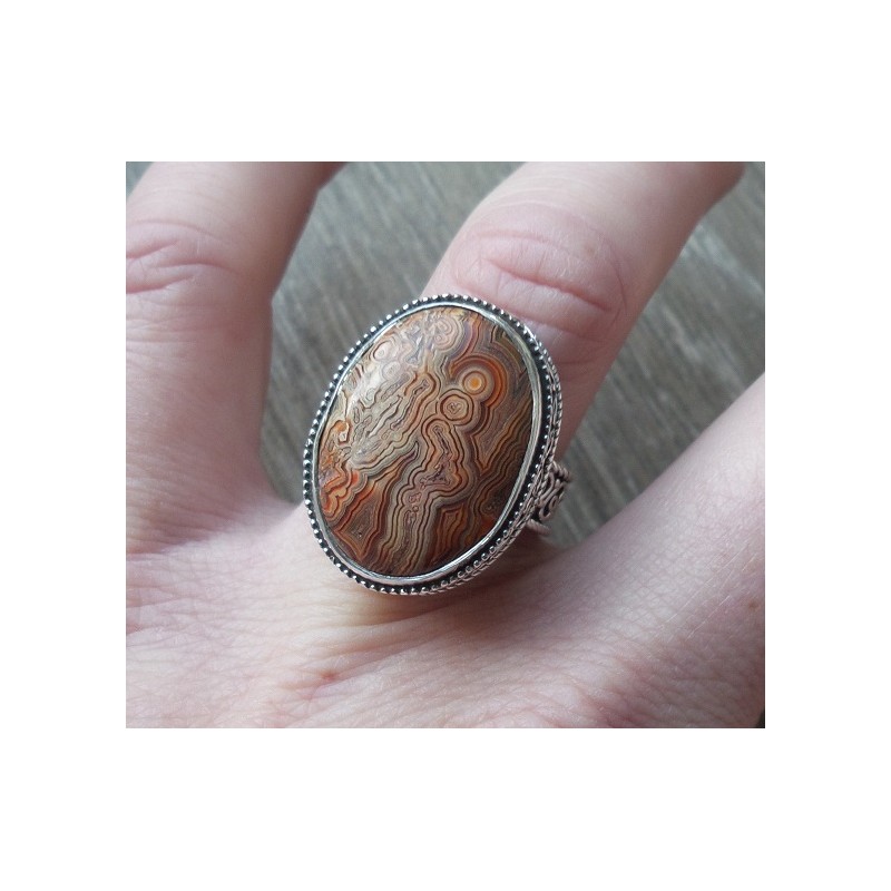 Zilveren ring Laguna Lace Agaat bewerkte setting 17.3 mm