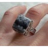 Zilveren ring vierkante Dendriet Opaal bewerkte setting 17.5 mm