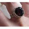 Zilveren ring ronde Smokey Topaas en bewerkte setting 18.5 mm