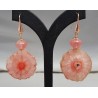 Rosé vergulde oorbellen met Solar kwarts en Cherry quartz