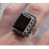 Zilveren ring met Smokey Topaas met bewerkte kop en band 18.5 mm