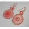 Rosé vergulde oorbellen met Solar kwarts en Cherry quartz
