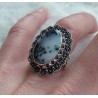 Zilveren ring Dendriet Opaal bewerkte kop en band 17 mm