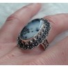 Zilveren ring Dendriet Opaal bewerkte kop en band 17 mm