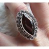 Zilveren ring marquise Smokey Topaas bewerkte kop en band 17.5 m