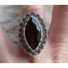 Zilveren ring marquise Smokey Topaas bewerkte kop en band 17.5 m