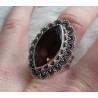 Zilveren ring marquise Smokey Topaas bewerkte kop en band 17.5 m