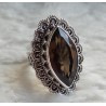 Zilveren ring marquise Smokey Topaas bewerkte kop en band 17.5 m