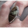 Zilveren ring met marquise Septaria in bewerkte setting 18 mm