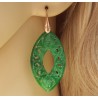 Oorbellen met marquise uitgesneden groene Jade