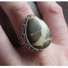 Zilveren ring gezet met Septaria in bewerkte setting maat 19 mm