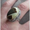 Zilveren ring met ovale Septaria gezet in bewerkte setting 19 mm
