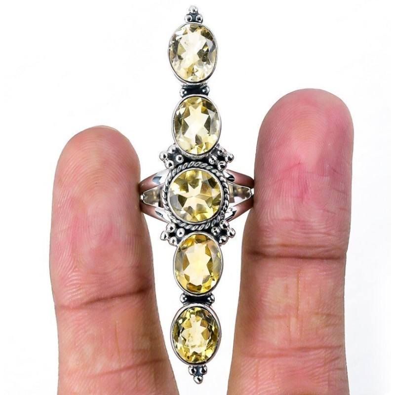 925 Sterling zilveren ring met Citrien 18 mm