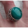 Zilveren ring ronde groene Botswana Agaat bewerkte setting 18 mm