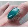 Zilveren ring blauw/groene Botswana Agaat bewerkte setting 17.5